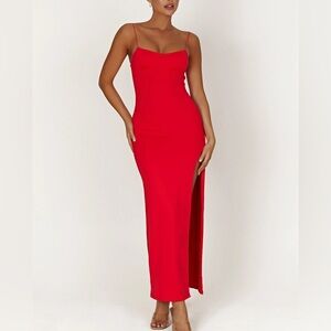 NWT Meshki Addison Recycled Nylon Cupped Maxi Dress – Red